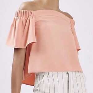 Topshop | Livi Off The Shoulder Top | Blush/Peach | Size US 2 / XS / S